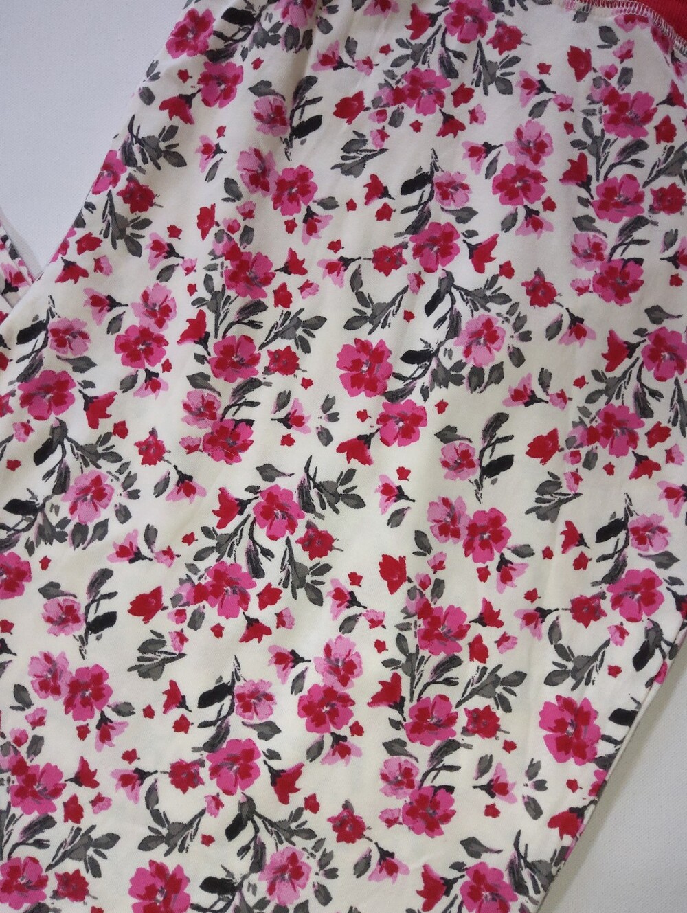 Sleep By Cacique Lounge Pants Womens 26/28 White Red Pink Rose Print Cottagecore - Picture 5 of 6